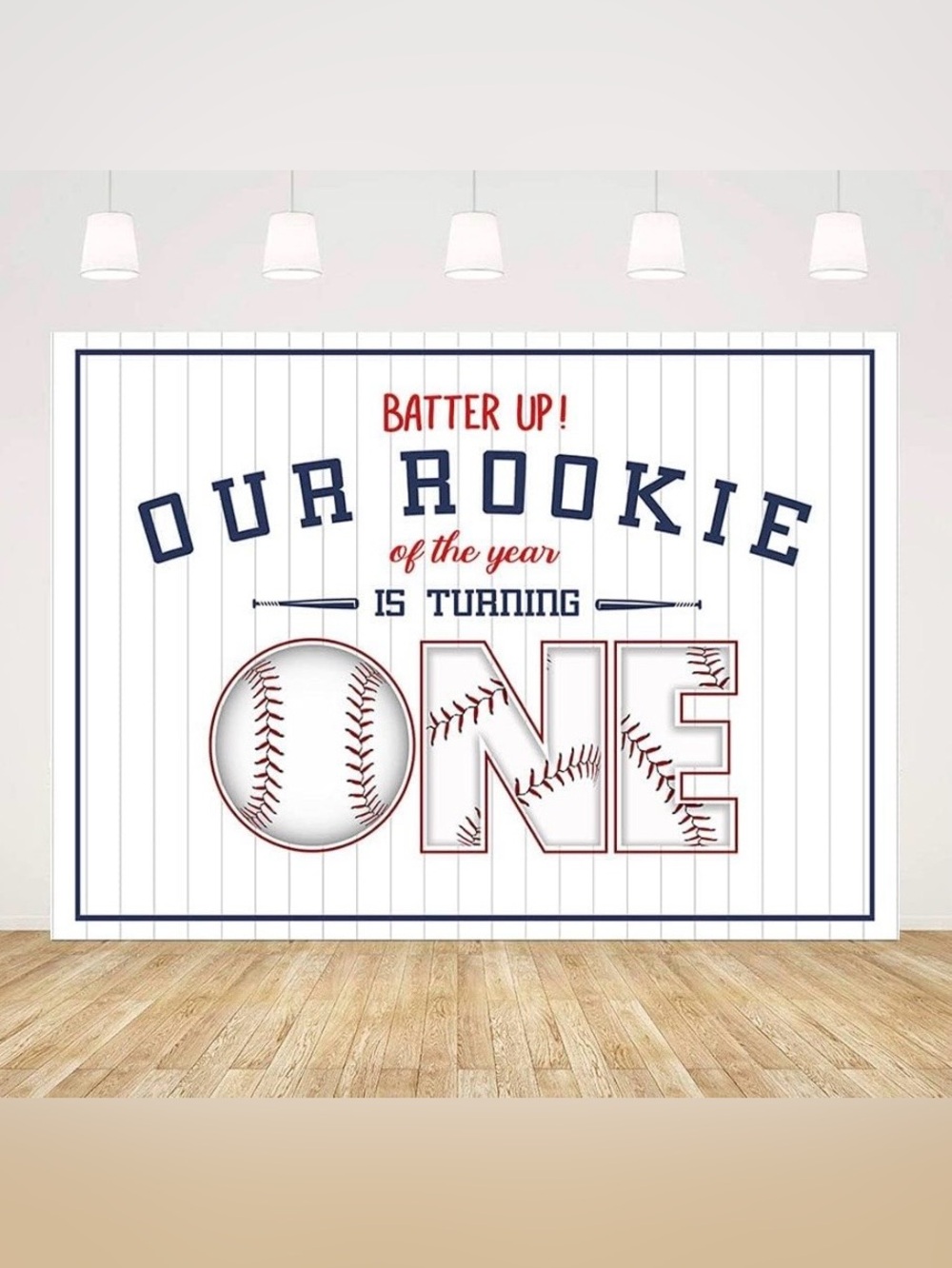 Our Rookie One Blue & Red Baseball Party Backdrop – Party & Event 8x6ft